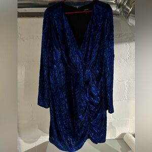 Torrid royal blue and black long sleeve cocktail dress